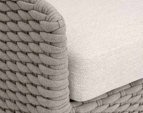 Caspian Outdoor 89" Sofa - Taupe Oval Rope, Performance Ecru Weave, Washed Ever Teak