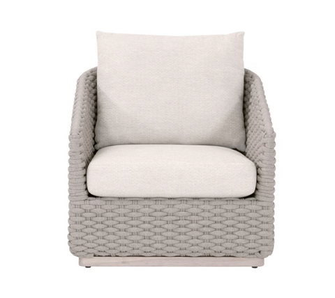 Caspian Outdoor Sofa Chair - Taupe Oval Rope, Performance Ecru Weave, Washed Ever Teak