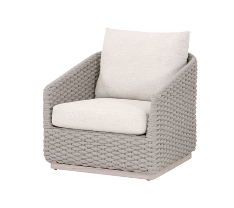 Caspian Outdoor Sofa Chair - Taupe Oval Rope, Performance Ecru Weave, Washed Ever Teak