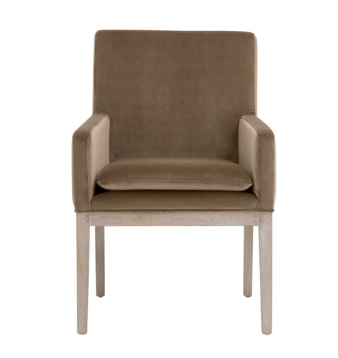Drake Arm Chair -Caramel Velvet, Natural Gray Oak