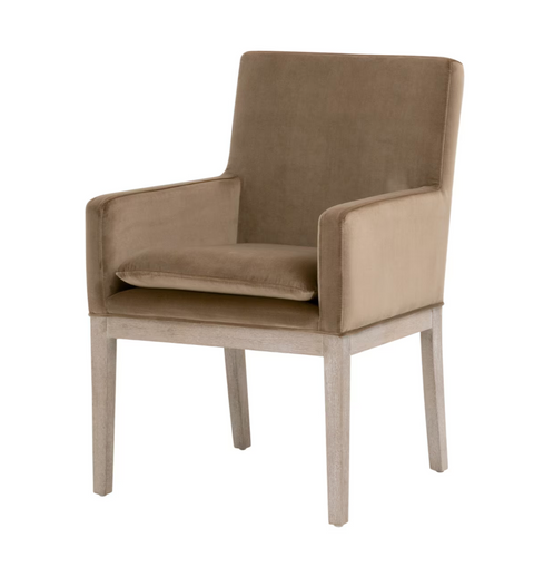 Drake Arm Chair -Caramel Velvet, Natural Gray Oak