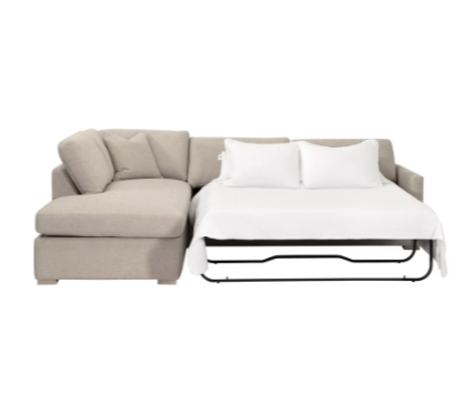 Clara 112" Slim Arm Sleeper Queen LHF Sectional - LiveSmart Gellar Jute, Natural Gray Oak