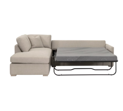 Clara 112" Slim Arm Sleeper Queen LHF Sectional - LiveSmart Gellar Jute, Natural Gray Oak