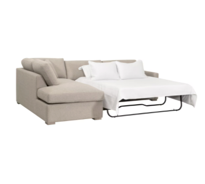 Clara 112" Slim Arm Sleeper Queen LHF Sectional - LiveSmart Gellar Jute, Natural Gray Oak