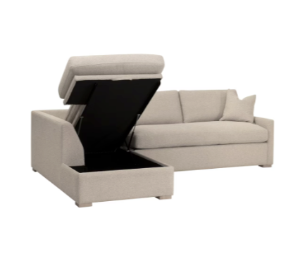 Clara 112" Slim Arm Sleeper Queen LHF Sectional - LiveSmart Gellar Jute, Natural Gray Oak