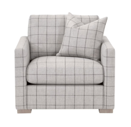 Clara Slim Arm Sofa Chair - Performance Windowpane Cement, Natural Gray Oak