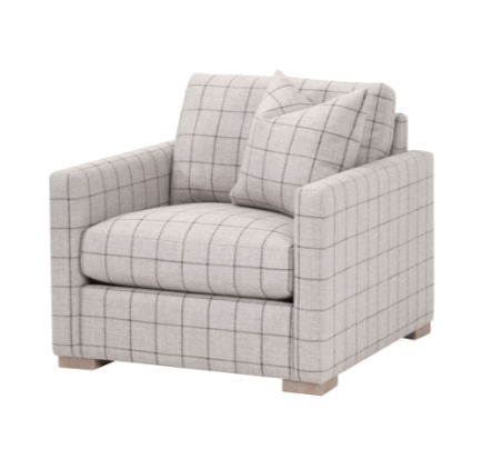 Clara Slim Arm Sofa Chair - Performance Windowpane Cement, Natural Gray Oak