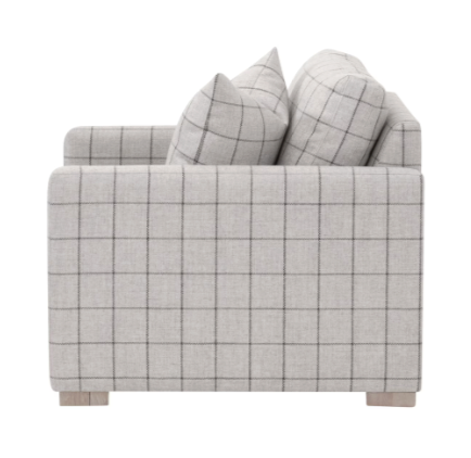 Clara Slim Arm Sofa Chair - Performance Windowpane Cement, Natural Gray Oak