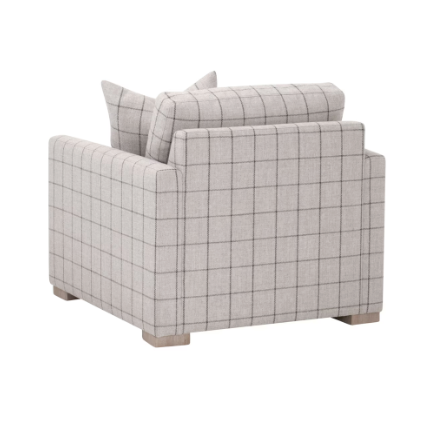 Clara Slim Arm Sofa Chair - Performance Windowpane Cement, Natural Gray Oak