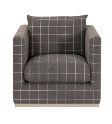 Siena Plinth Base Sofa Chair - Performance Windowpane Steel, Natural Gray Oak