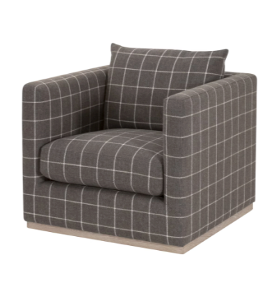 Siena Plinth Base Sofa Chair - Performance Windowpane Steel, Natural Gray Oak