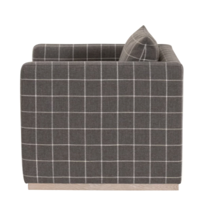 Siena Plinth Base Sofa Chair - Performance Windowpane Steel, Natural Gray Oak