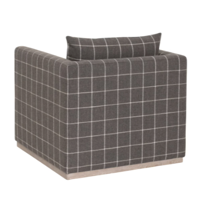 Siena Plinth Base Sofa Chair - Performance Windowpane Steel, Natural Gray Oak