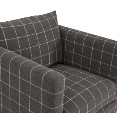 Siena Plinth Base Sofa Chair - Performance Windowpane Steel, Natural Gray Oak