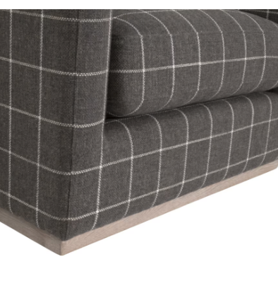 Siena Plinth Base Sofa Chair - Performance Windowpane Steel, Natural Gray Oak