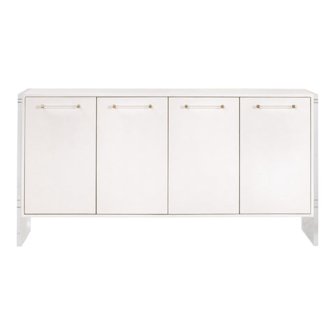 Sonia Shagreen Media Sideboard, Pearl Shagreen, Lucite, Brushed Brass