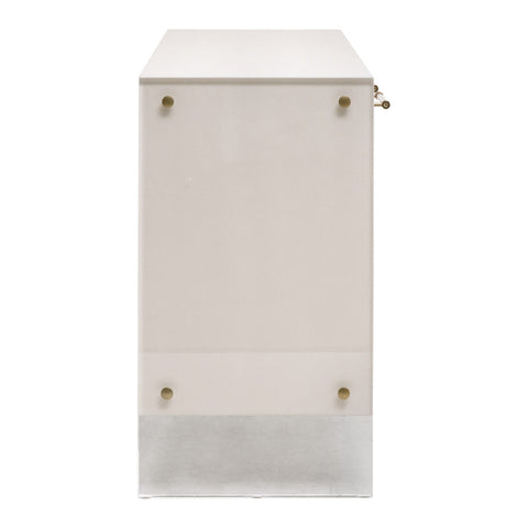 Sonia Shagreen Media Sideboard, Pearl Shagreen, Lucite, Brushed Brass