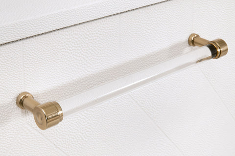 Sonia Shagreen Media Sideboard, Pearl Shagreen, Lucite, Brushed Brass