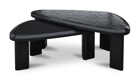 Sophie Outdoor Nesting Table Set Charcoal Lacquer