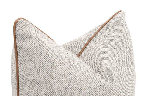 THE NOT SO BASIC 22" ESSENTIAL PILLOW -Howell Natural, Whiskey Brown Top Grain Leather Piping