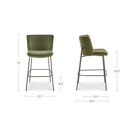Early Bar Stool Faux Green Mohair