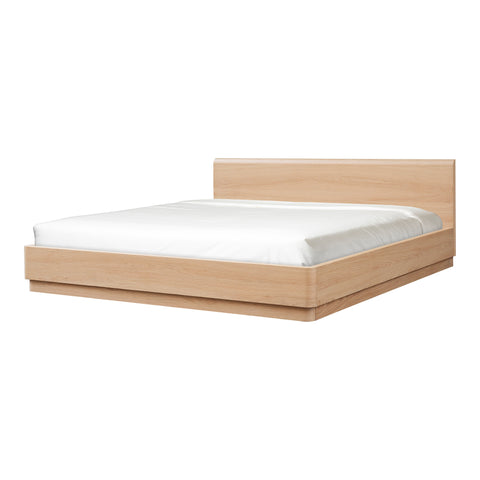Round Off King Bed Light Oak Brown
