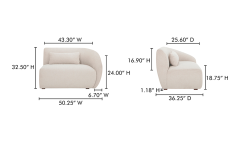 Amelia Right Arm Facing Chair - Warm White