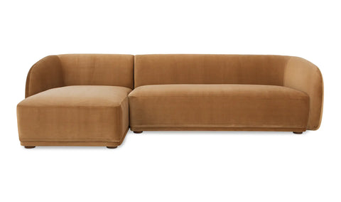 Faye Sectional Tan Faux Mohair