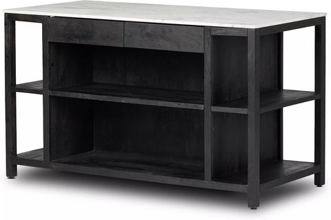 Indira Kitchen Island - Black Wash - IN STOCK