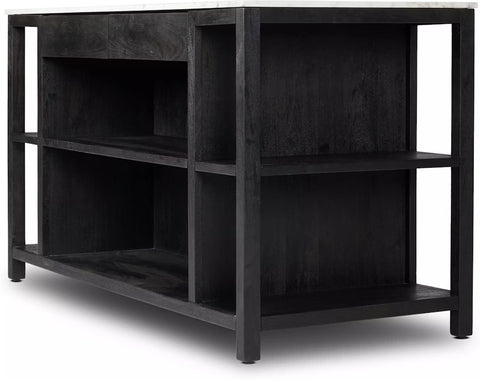 Indira Kitchen Island - Black Wash - IN STOCK