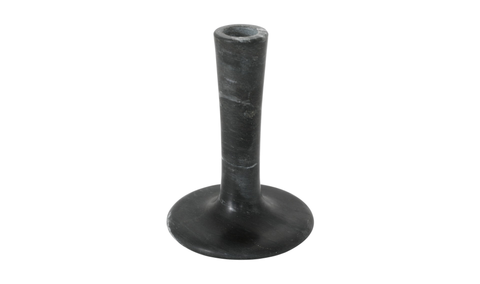 East Tall Candle Holder - Black Veined Marble