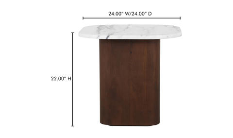 Dash Accent Table White - Calacatta Marble