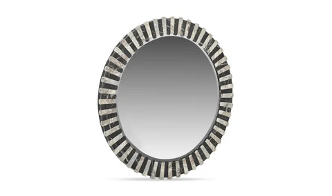 Isolde Mirror - Black and Beige Marble