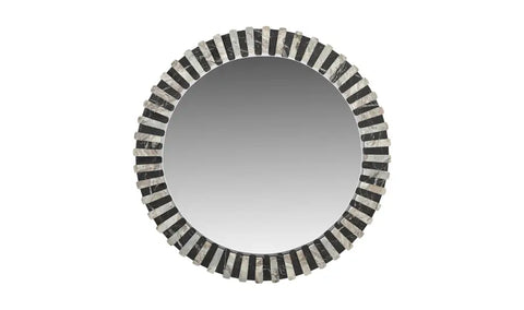 Isolde Mirror - Black and Beige Marble