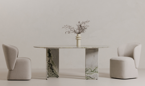 Celia Oval Dining Table Green Onyx Marble
