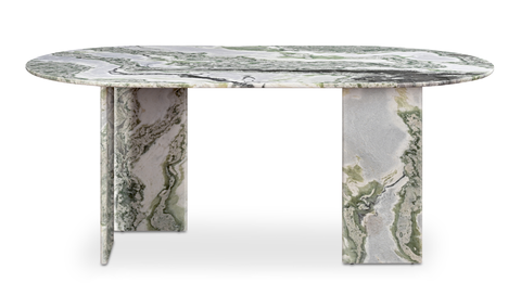 Celia Oval Dining Table Green Onyx Marble