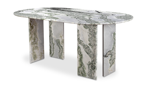 Celia Oval Dining Table Green Onyx Marble