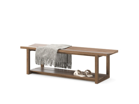 KAVA Bedroom 9600 Storage Bench - Natural Walnut