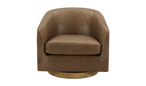 Oscy Leather Swivel Chair Tan