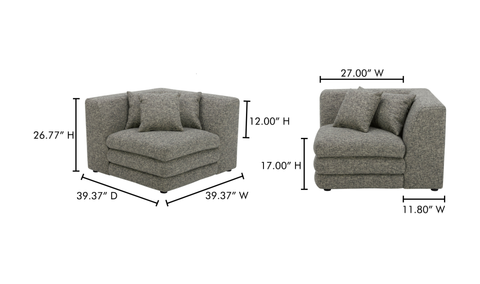 Lowtide Corner Chair - Stone Tweed