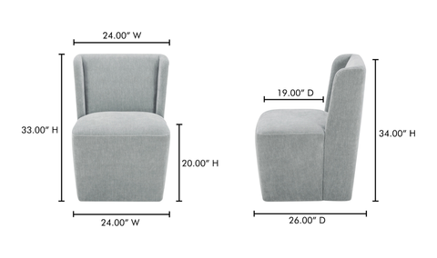 Cormac Rolling Dining Chair Slate Green