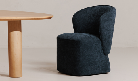 Larson Rolling Dining Chair Navy Blue