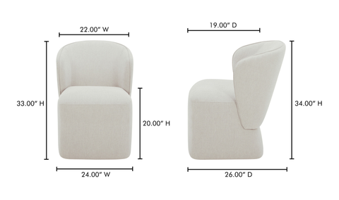 Larson Rolling Dining Chair Heather Grey