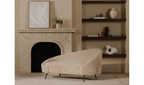 Abigail Chaise Light Brown Faux Shearling