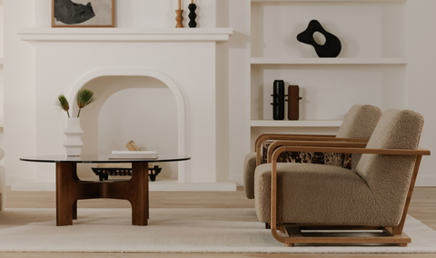 Eckersley Lounge Chair Beige Faux Shearling