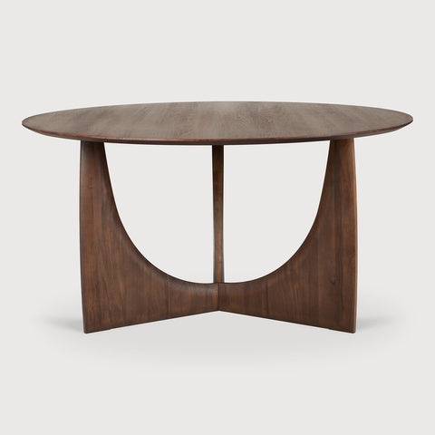 Geometric Dining Table - Varnished Teak - Brown - Round - 59"
