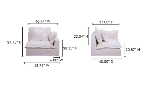 Olivia Right Arm Facing - White