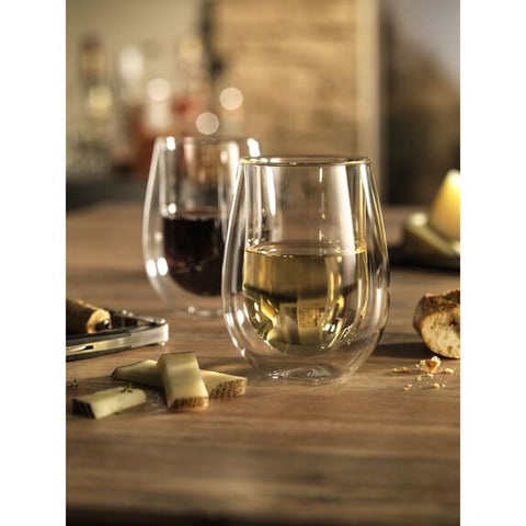 Sorrento Double Wall Glassware - 2 pc Stemless White Wine Glass