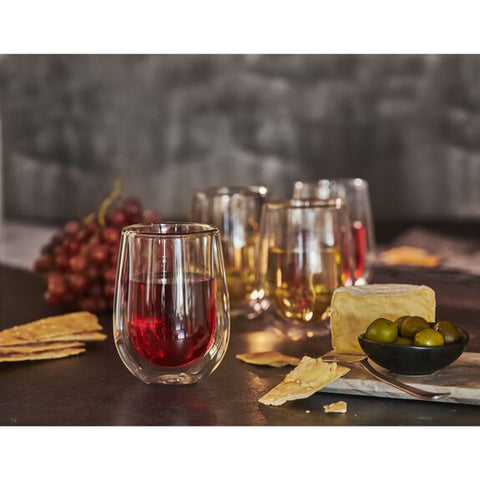 Sorrento Double Wall Glassware - 2 pc Stemless White Wine Glass