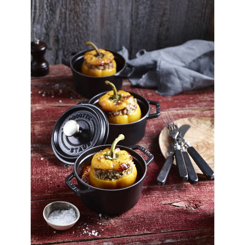 Cast Iron - 0.85-qt Round Cocotte - Black Matte